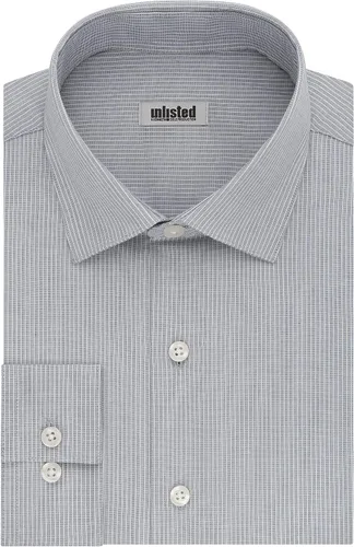 Vista 3 de Kenneth Cole Unlisted - Camisa de vestir para hombre, ajuste delgado, cuadros y rayas (estampadas)