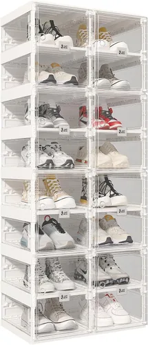 Vista 10 de ANTBOX Zapatero plegable, organizador de zapatos para armario, caja de almacenamiento de zapatos de plástico que ahorra espacio para la entrada
