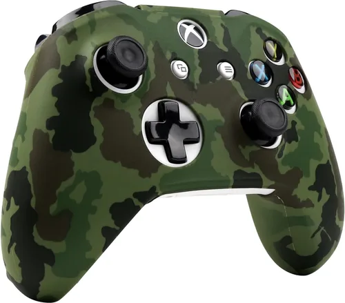 Vista 3 de RALAN Funda protectora de silicona antideslizante compatible con Xbox One SX con 12 empuñaduras de pulgar moradas