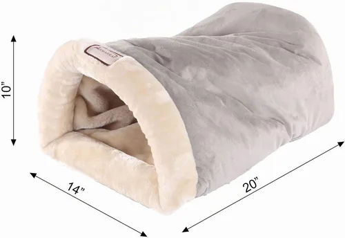 Vista 6 de Cama estilo cueva para gatos y perros pequeños de Armarkat, Tonos café