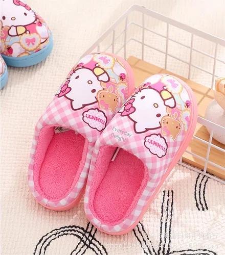 Vista 5 de Sanrio Hello Kitty - Zapatillas de peluche para niñas y niños dulces color rosa