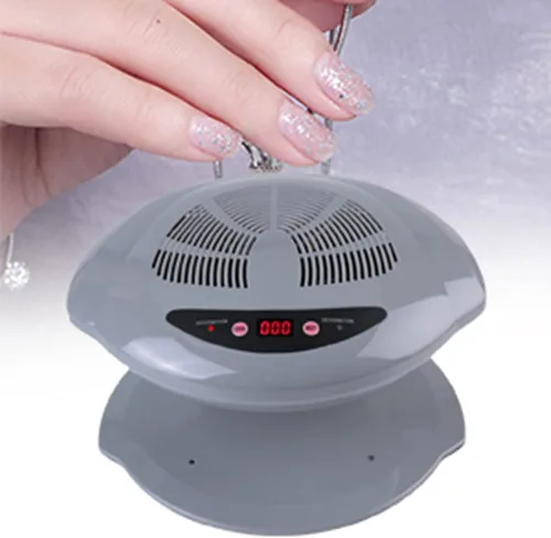 Vista 4 de Secador de esmalte de uñas profesional, 400 W, secadora de aire de doble temperatura para manos y pies, gris, 110 V