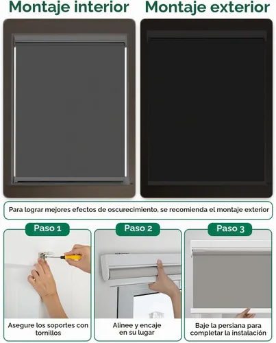 Vista 4 de Allesin Persianas motorizadas con control remoto Persianas enrollables opacas automáticas, fácil de instalar y control inteligente, persianas Gris