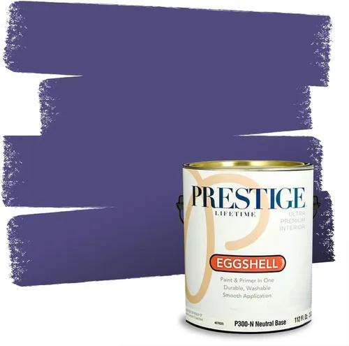 Vista 136 de PRESTIGE Pinturas de pintura interior e imprimación en uno, 1 galón, plano, combinación comparable de Sherwin Williams* Kimono Violet*