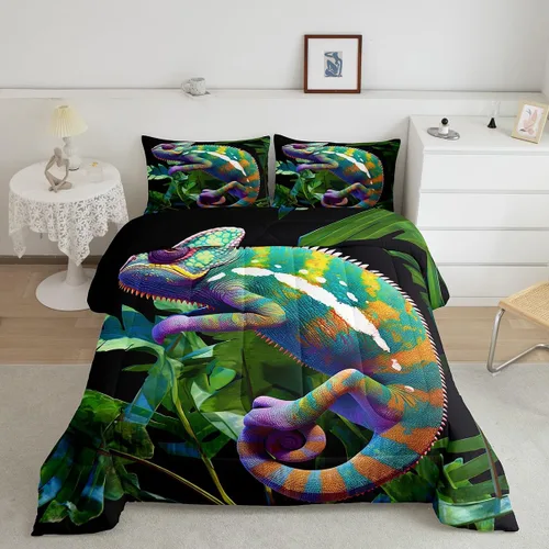 Vista 236 de Erosebridal Juego de edredón de hojas de cannabis, juego de ropa de cama de marihuana con estampado colorido de plantas, decoración bohemia de 2