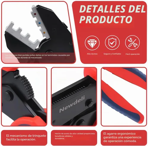 Vista 5 de Newdeli Kit de herramientas de prensado de alambre, 7 piezas, alicates de crimpado de alambre de trinquete para conectores termorretráctiles