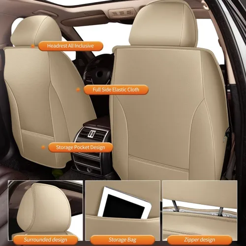 Vista 2 de AOMSAZTO Fundas de asiento de automóvil de ajuste personalizado para Cadillac ATS 2013-2018, fundas de cojín de vehículo, protectores de asiento