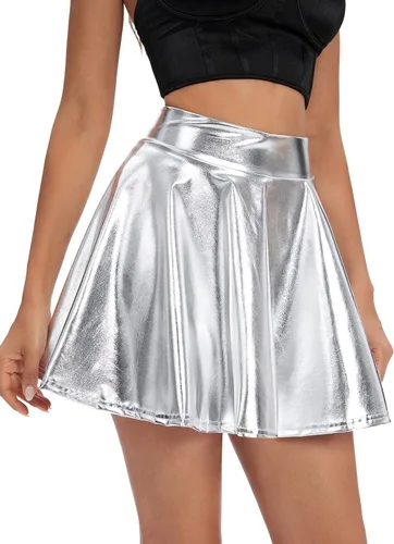 Vista 2 de Urban CoCo - minifalda skater, brillante y plisada para mujer