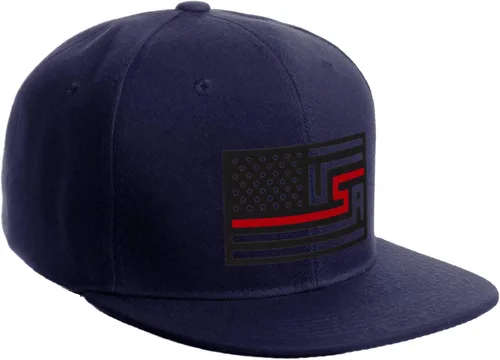 Vista 25 de I&W Hatgear Bandera de Rediseño de Estados Unidos Delgada Azul Línea Roja Soporte American Servicemen Sombrero El Snapback Línea Azul Delgada