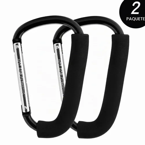 Vista 2 de Funbliss Ganchos para cochecito de bebé, paquete de 2 clips grandes de 6.6 pulgadas, práctico organizador de ganchos para bolsas de pañales, ropa