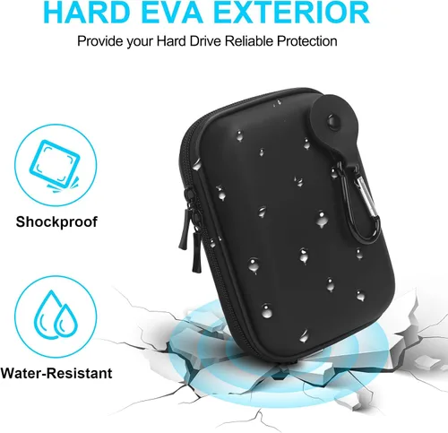 Vista 5 de Lacdo Funda de transporte para disco duro externo portátil Seagate, Toshiba Canvio Basics/Flex WD Elements/My Passport disco duro externo HDD Case