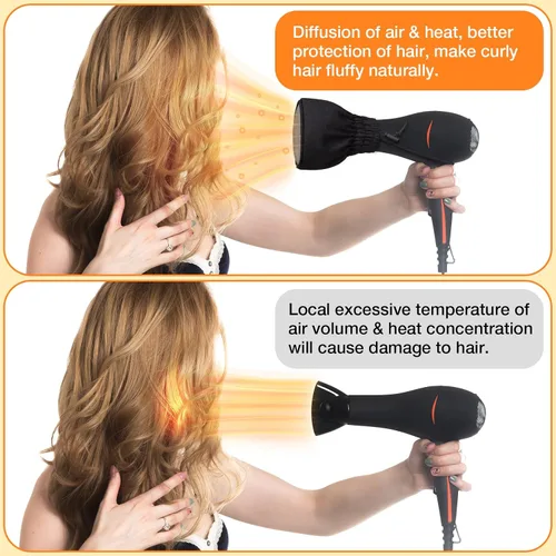 Vista 2 de Noverlife Difusor de secador de pelo, tapa difusora universal para secadora de pelo, accesorio de doble capa de nailon para secador de pelo, funda