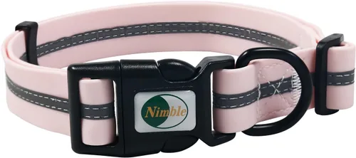 Vista 14 de NIMBLE Collar de perro impermeable para mascotas, ajustable, reflectante, duradero, flexible, de nailon con revestimiento de polímero, collares