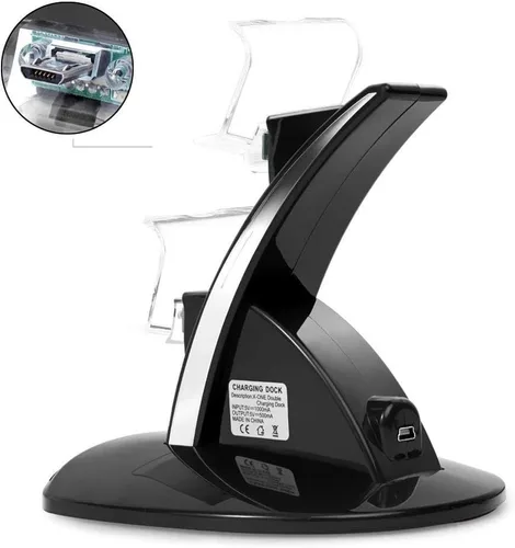 Vista 6 de Megadream Dual USB estación de carga, cargador, para controlador de Playstation 4 PS4 PS4 Pro PS4 Slim