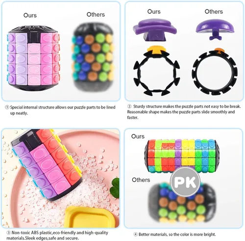 Vista 4 de R.Y.TOYS Juguete para ansiedad, rompecabezas de cubo mágico, rompecabezas de cerebro para adultos, juego de mano inquieto de lógica giratoria