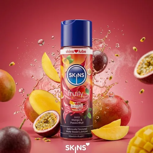 Vista 10 de Skins Lubricante con sabor a mango y maracuyá con tecnología ReAquav8 – Lubricante a base de agua con sabor a mango y maracuyá – 4 onzas