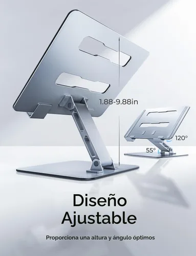 Vista 3 de Soporte ergonómico ajustable para computadora de escritorio, soporte plegable para computadora, atril de aluminio estable, soporte para portátil