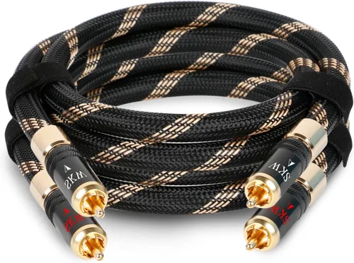 Vista 9 de SKW Cable de RCA para audiófilos 2RCA macho a 2RCA macho de sistema HiFi con diámetro de 7mm (0.5m/1.64ft, negro, nylon)