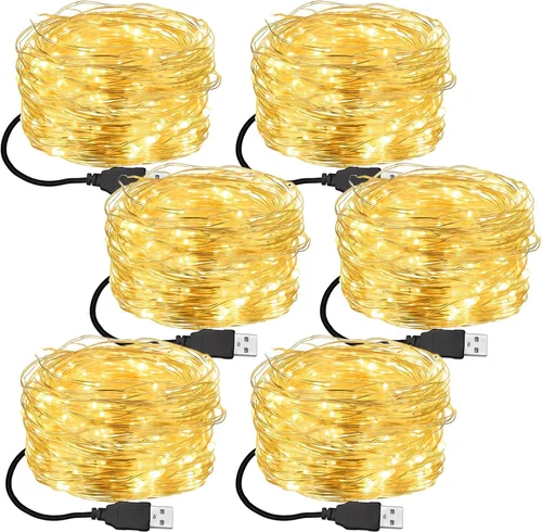 Vista 16 de Macarrie USB String Lights 33 ft 100 LED Fairy Lights Powered String for Christmas Indoor Outdoor Wedding Party Tree Home Festival Garden Black