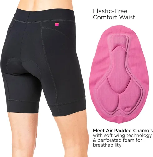 Vista 2 de Terry Breakaway Cycling Shorts for Women, 8.5 Inch Inseam, Elastic-Free Breathable Moisture Wicking Padded Bike Shorts