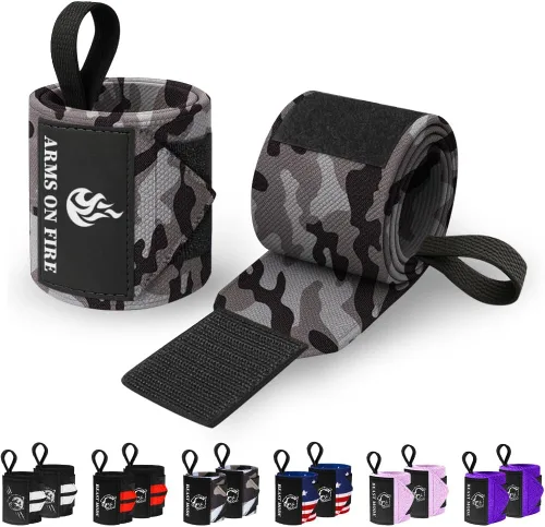 Vista 32 de TECEUM Weightlifting 18" & 12" Wrist Wraps with Thumb Loop – Heavy Duty Wrist Workout Braces for Men and Women – Ideal for Powerlifting, Strength