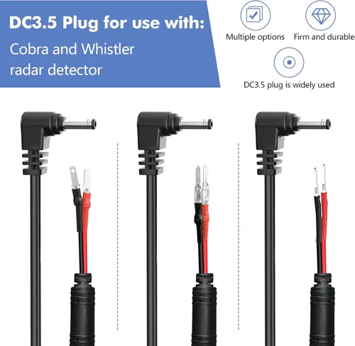Vista 2 de Cable de alimentación para detector de radar, cable de enchufe de espejo retrovisor, con soporte de fusibles en línea, adecuado para Uniden Escort