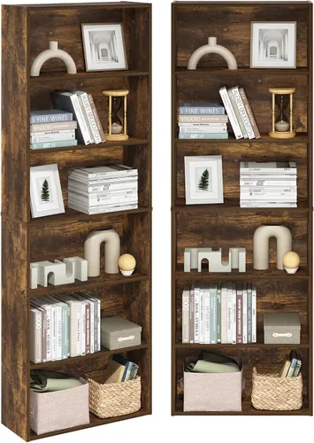 Vista 22 de Furinno Estantería básica para libros, moderna de 3 niveles, estantería con estantes abiertos, 9.3 x 21.8 x 39.5 pulgadas, para sala de estar Roble