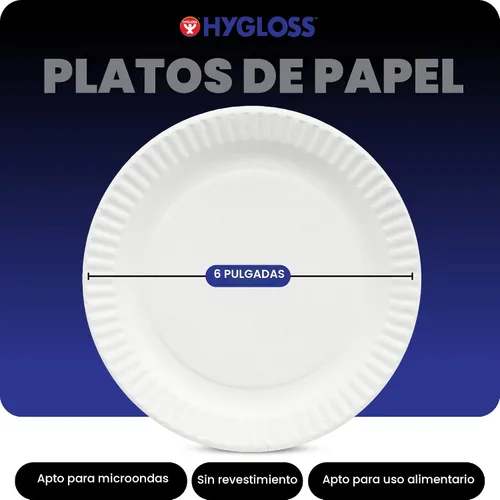 Vista 2 de Hygloss Platos de Papel Pequeños a Granel de 6 Pulgadas - Platos de Postre Desechables para Fiestas, Pasteles, Aperitivos, Bocadillos, Vajilla