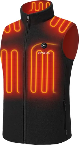 Vista 12 de Venustas Chaleco térmico de forro polar para hombre con batería, chaleco eléctrico ligero con aislamiento Negro