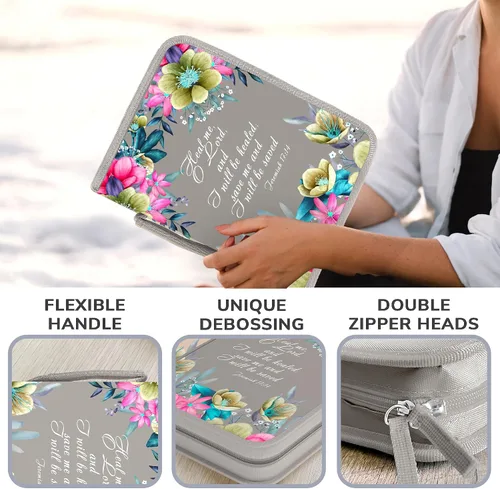 Vista 41 de DEHITE Funda para la Biblia para mujer, fundas de tela prémium para la Biblia para niñas, bolsa de transporte para mujer, ranuras para bolígrafos