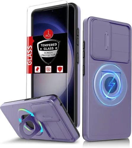 Vista 55 de Funda para Samsung Galaxy S21 FE con 2 protectores de pantalla de vidrio templado, funda con función atril para Samsung Galaxy S21FE con cubierta