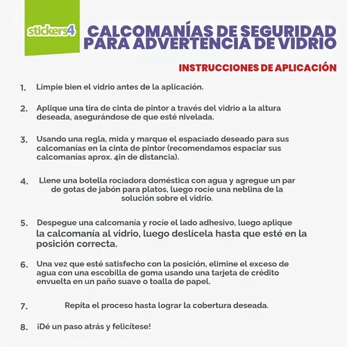 Vista 5 de 24 calcomanías cuadradas de vidrio para puerta de vidrio para seguridad