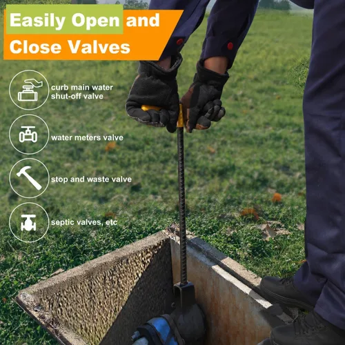 Vista 7 de Winisok - Llave de medidor de agua de 17 pulgadas con llave de utilidades multifuncional de 4 vías, herramienta de apagado de agua con varilla