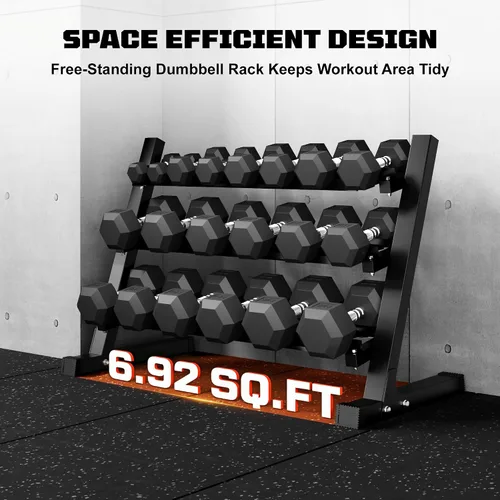 Vista 7 de Dumbbell Sets with Rack, Rubber Hex Dumbbells, 160/220/280/360/450/550LBS, Hand Weights with Chrome Handle for Strength Training 280 libras
