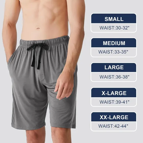Vista 6 de BAMBOO COOL Pantalones cortos de pijama para hombre, suaves, cómodos, transpirables, con bolsillos, paquete de 2