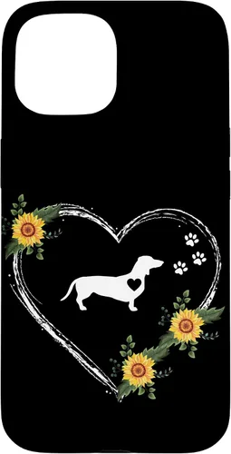 Vista 6 de Dachshund Heartbeat With Paw Prints On Black Case for iPhone 16