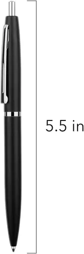 Vista 2 de Unibene Paquete de 6 bolígrafos negros y plateados, tinta negra de punta media de 0.039 pulgadas con 6 recambios de acero inoxidable para negocios