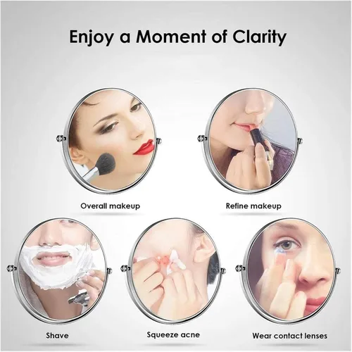 Vista 4 de Makeup Mirror LED Makeup Mirror Double-Sided Wall Mounted Bathroom Mirror Vanity Makeup and Shaving Mirror 8 inch 3X Magnification