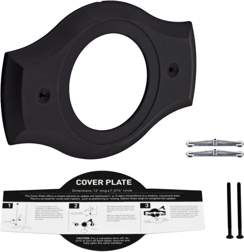 Vista 8 de Renovation - Placa de ducha para actualizaciones de ducha de 2 o 3 manijas a 1 mango, negro mate