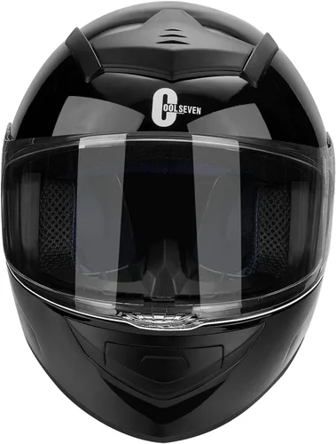 Vista 2 de Casco de motocicleta de cara completa para adultos con aprobación DOT, Casco ligero y aerodinámico de bicicleta de calle negro brillante para Brillo