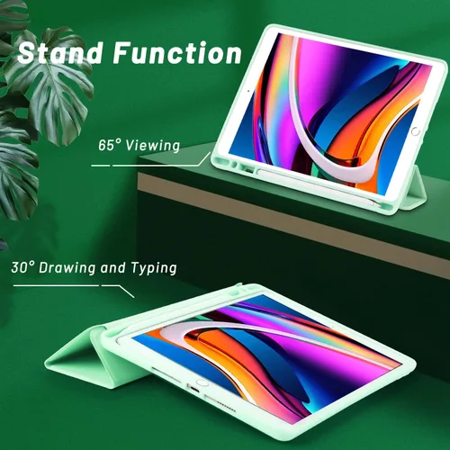 Vista 7 de Funda para iPad de 9ª/8ª/7ª generación iPad 10.2 2021, 2020 y 2019, delgada, ligera, a prueba de golpes, funda protectora de TPU (verde)