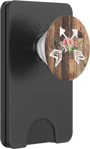 Vista 8 de Chic Floral Boho Diseño de fondo de madera sintética con flechas – PopSockets Grip y soporte para teléfonos y tabletas