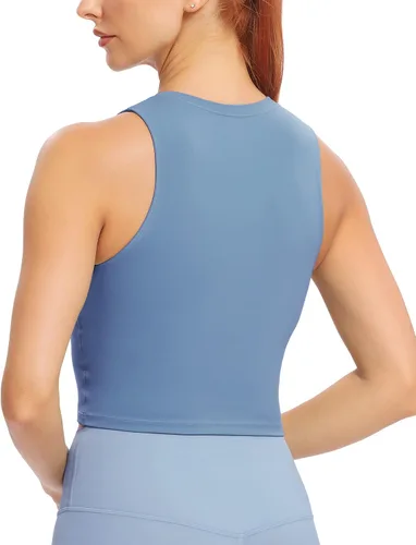 Vista 2 de Natural Feelings - Sujetadores deportivos sin mangas, con relleno extraíble, para mujer ombligueras para yoga, entrenamiento, correr