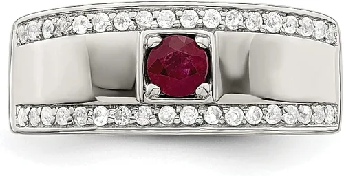 Vista 5 de 925 Sterling Silver Menafrican Red Ruby White Topaz Band Ring Man Gemstone Fine Jewelry For Dad Mens Gifts For Him