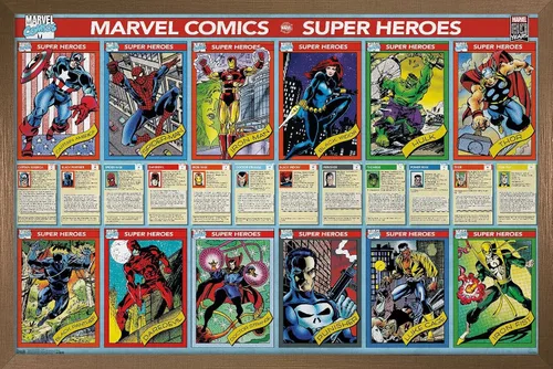Vista 14 de Trends International Marvel Comics - Marvel 80th Anniversary - Cards Wall Poster, 14.725" x 22.375", Barnwood Framed Version