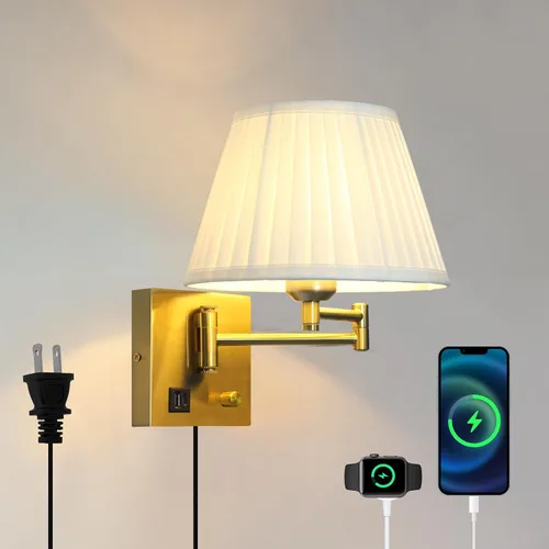 Vista 10 de Plug in Swing Arm Wall Sconce, Wall Lights for Living Room