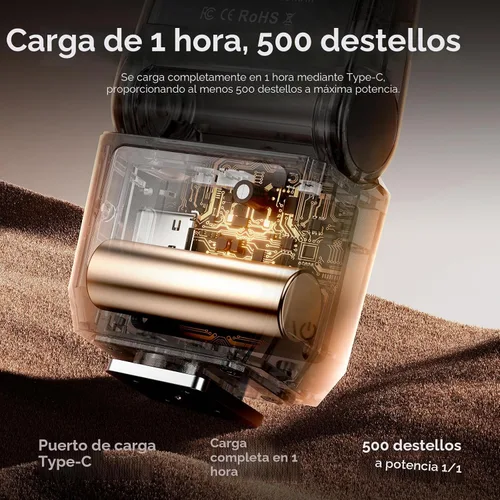 Vista 5 de ULANZI SL03 - Flash Speedlite Mini para Cámara con Luz de Vídeo para Principiantes Básico, GN8 6500K, Ángulo Ajustable de 90°, Compatible con DSLR
