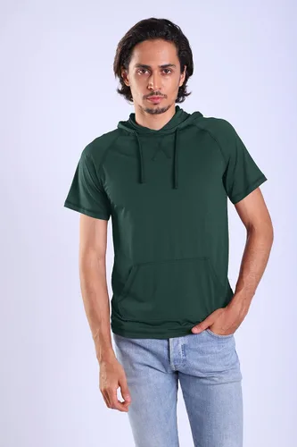 Vista 3 de LeeHanTon Mens Athletic Short Sleeve Hoodies - Casual Workout Shirt Solid Lightweight Pullover Sweatshirt