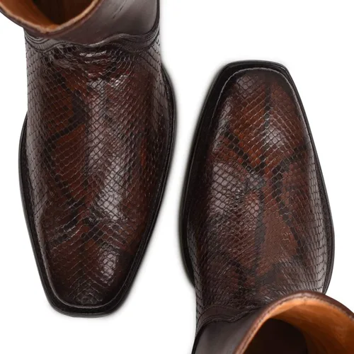 Vista 8 de Cuadra Botas urbanas para hombre en piel auténtica pitón marrón, Marrón