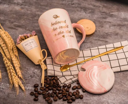 Vista 3 de Taza de café con texto en inglés "She Believed She Could So She Did", regalos de graduación de felicitaciones para mujeres, niñas, hijas, enfermería